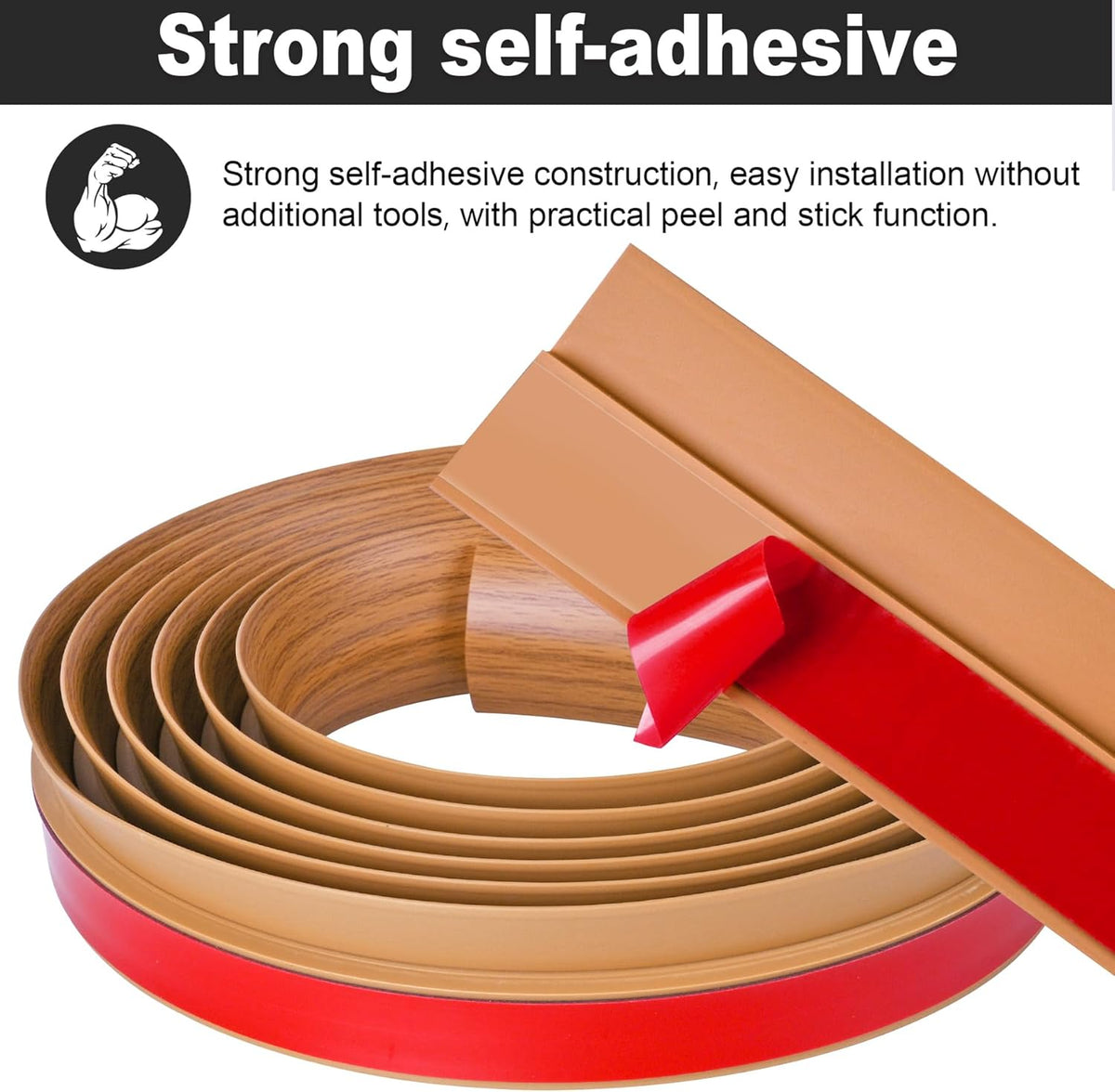 3.3Ft Carpet Floor Transition Strip, Self Adhesive Floor Edging Trim Strip, PVC Threshold Cover for