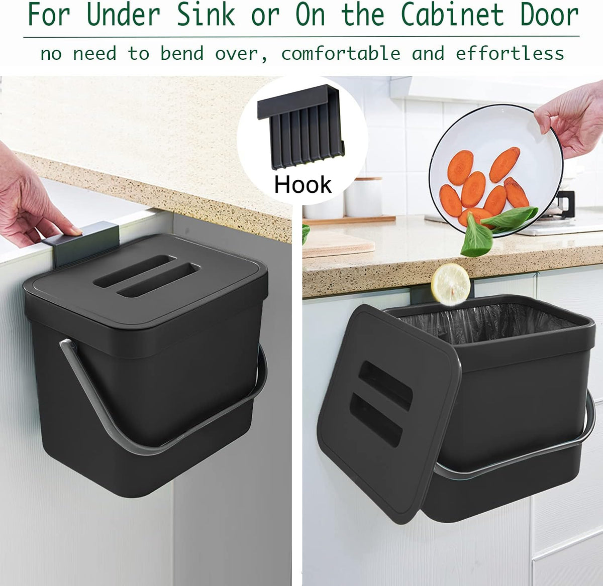 Kitchen Trash Can with Lid, LALASTAR Wall-Mounted Under Sink Small Garbage Can for Kitchen