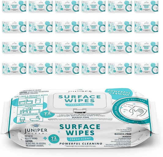 24 Pack Surface Cleaning Wipes Bleach Free, All-Purpose Cleaner for Bathroom, Kitchen, Office, 1728