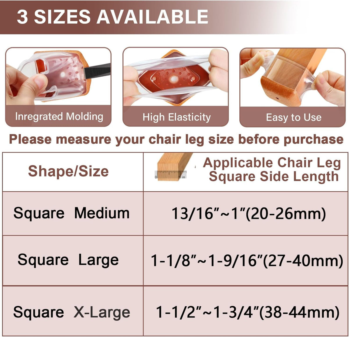 Chair Leg Floor Protectors Square Chair Leg Protectors for Hardwood Floors Silicone Caps Felt