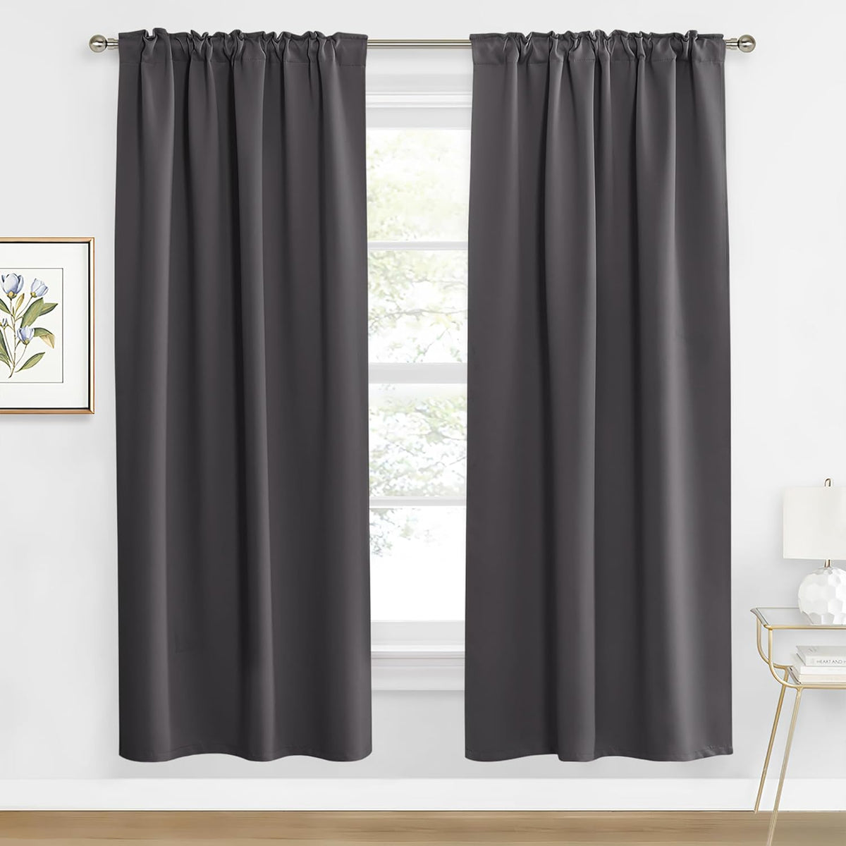 RYB HOME Blackout Curtains for Living Room, Back Tab & Rod Pocket Top Insulating Window Decor for