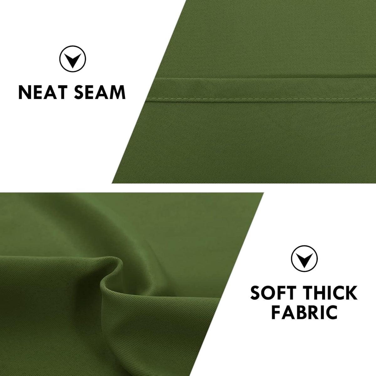 DWCN Olive Green Room Darkening Blackout Curtains - Thermal Insulated Privacy Energy Saving Window