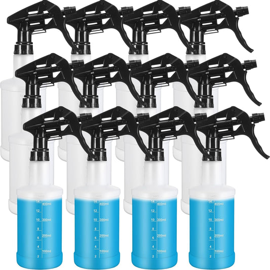 Eccliy 12 Pcs 16 Oz Plastic Spray Bottle, Adjustable Empty Reusable Sprayer for Cleaning, Planting
