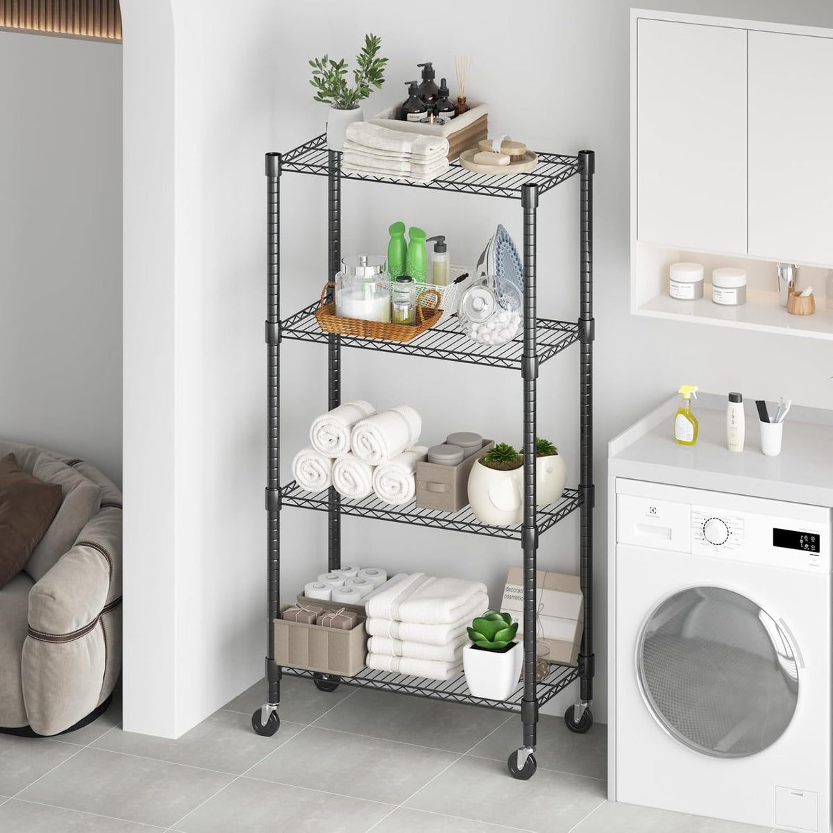 Himimi 72" H Wire Shelving Unit Storage, Metal Storage Shelves with Wheels, Heavy Duty Shelves with