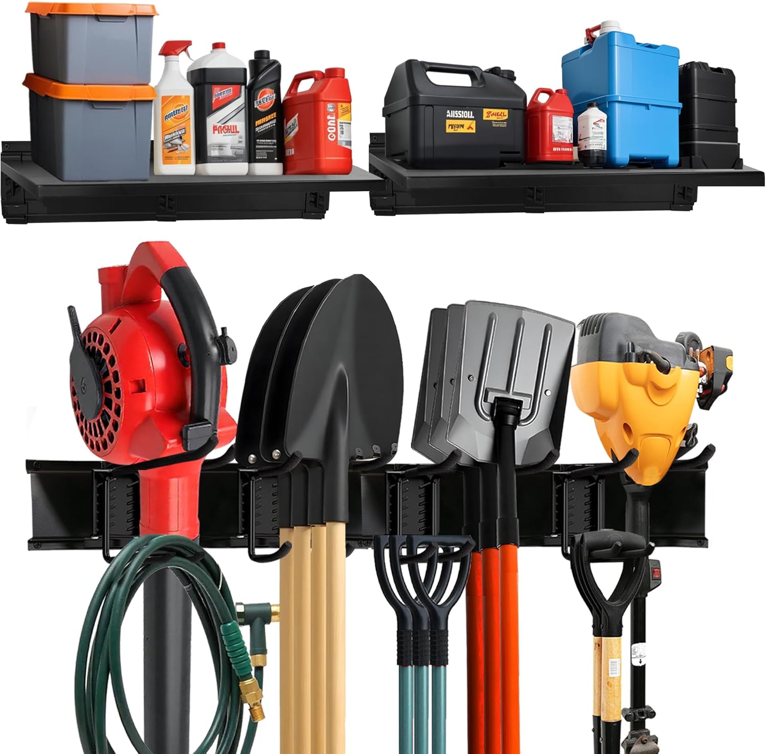 Heavy-Duty Garage Wall Storage System | Wall Mounted Tool Organizer Rack with Shelving | 12-Piece
