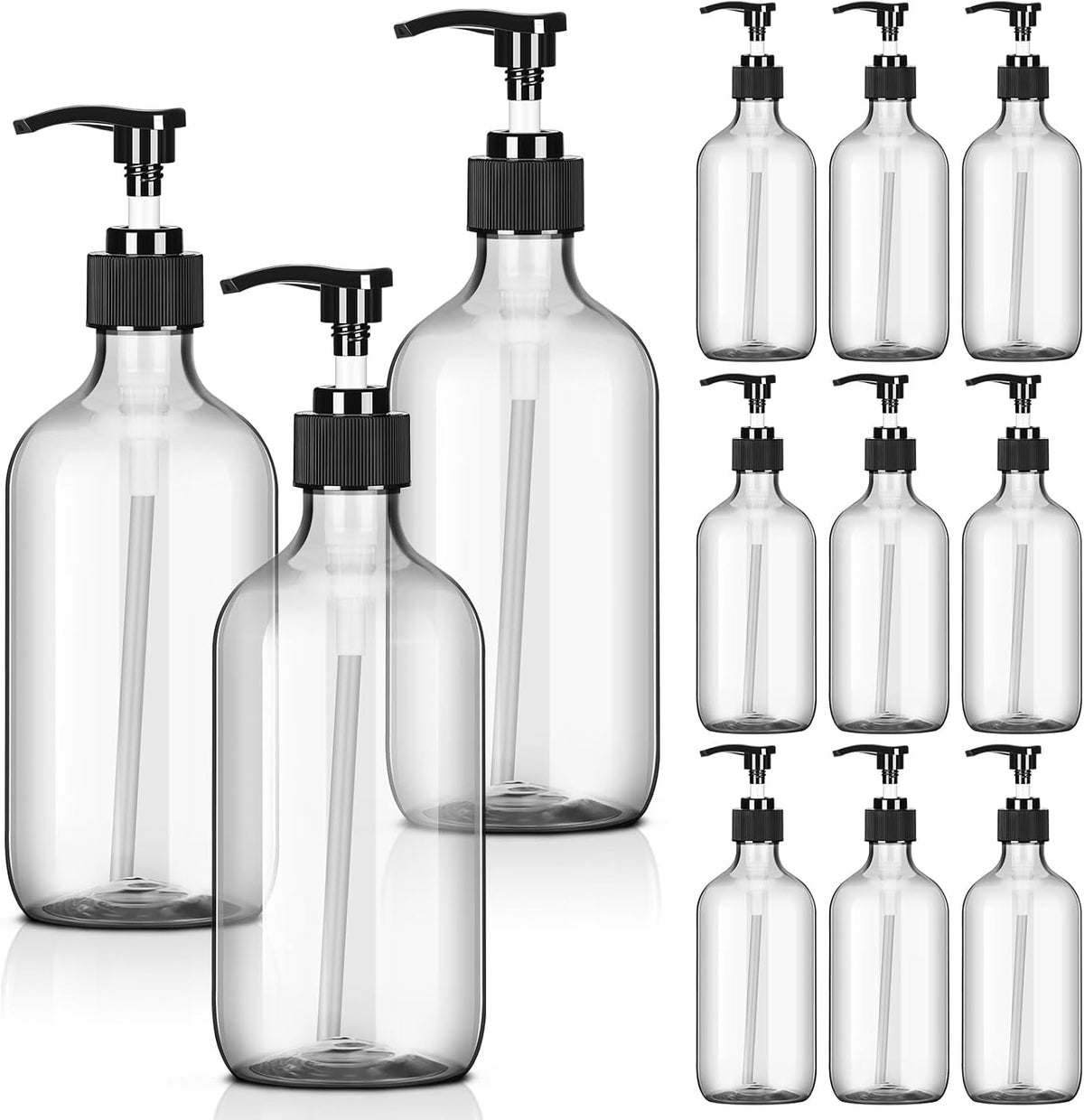 Tessco for you 12 Pack Clear Soap Dispenser Empty Plastic Pump Bottles Dispenser Refillable Shampoo