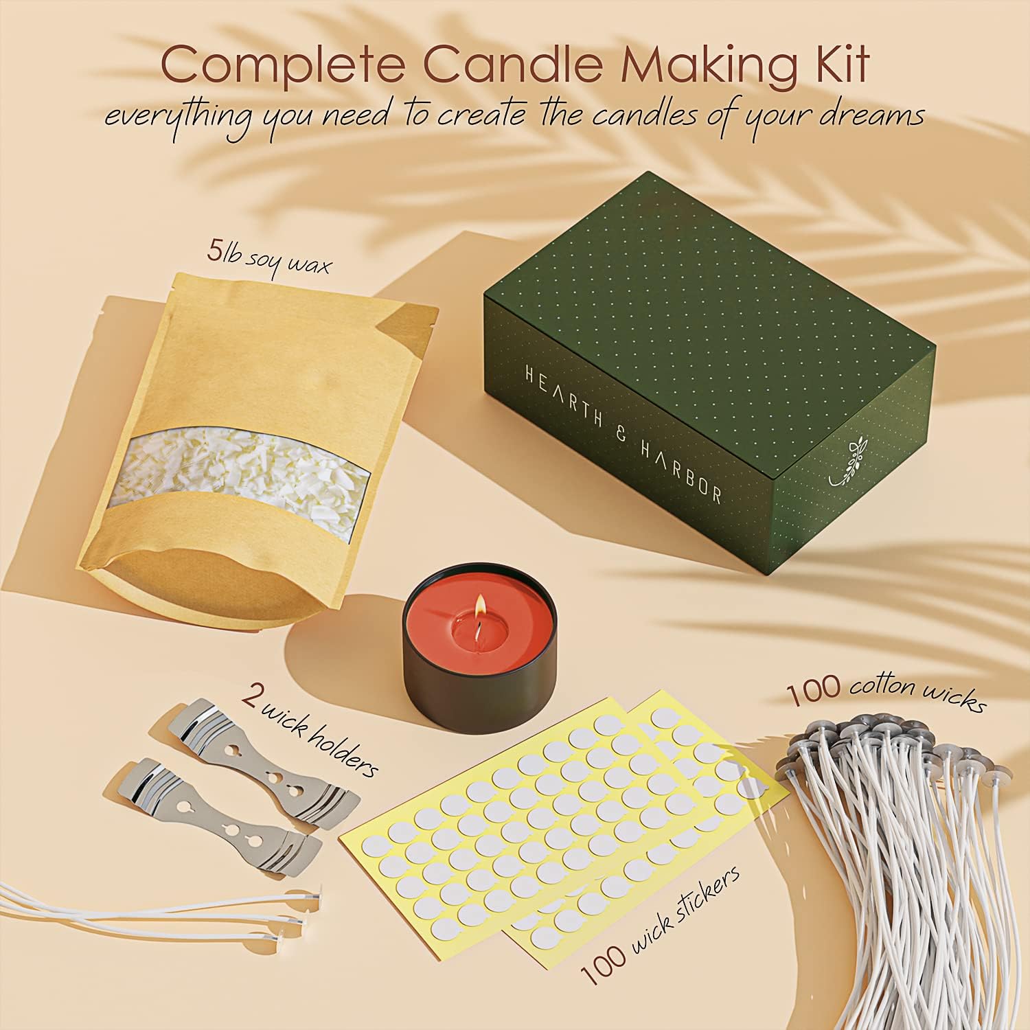 Hearth & Harbor Organic Soy Candle Wax for Candle Making, 5 lbs Natural Candles Making Supplies