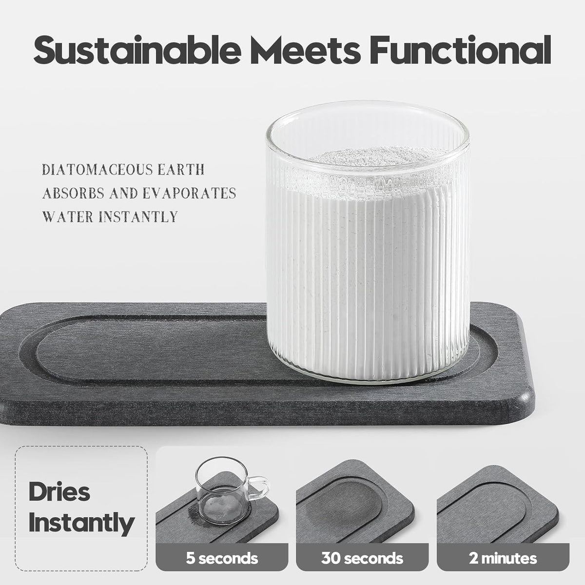 2Pack Diatomite Stone Coasters Water Absorbing Sink Tray for Kitchen & Bathroom Counter, Quick Dry