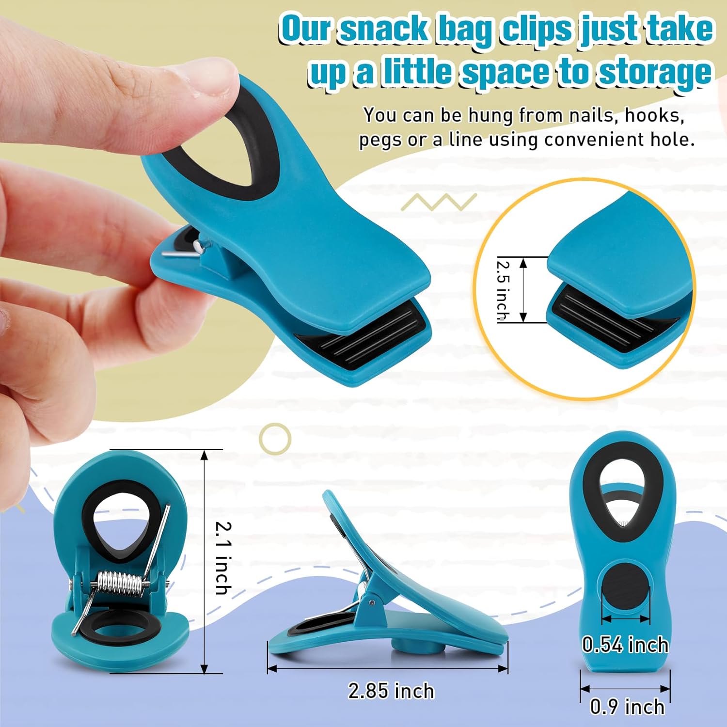 FINDMAG 12 Pack Chip Clips, Big Food Clips Blue Magnetic Clip, Magnetic Bag Clips with Airtight