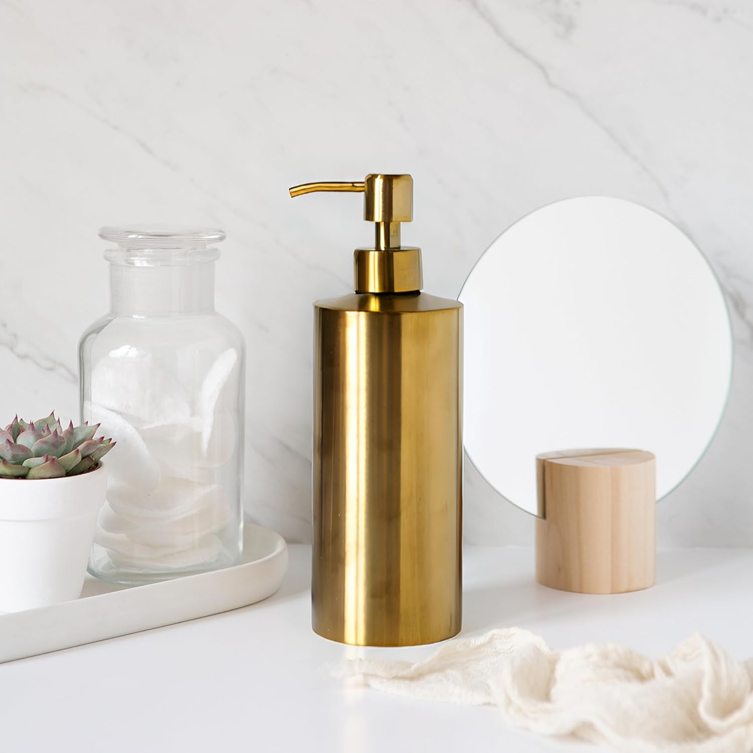 Brass Soap Dispenser for Bathroom (Stainless Steel) and Kitchen - Hand Soap, Detergent, or Lotion