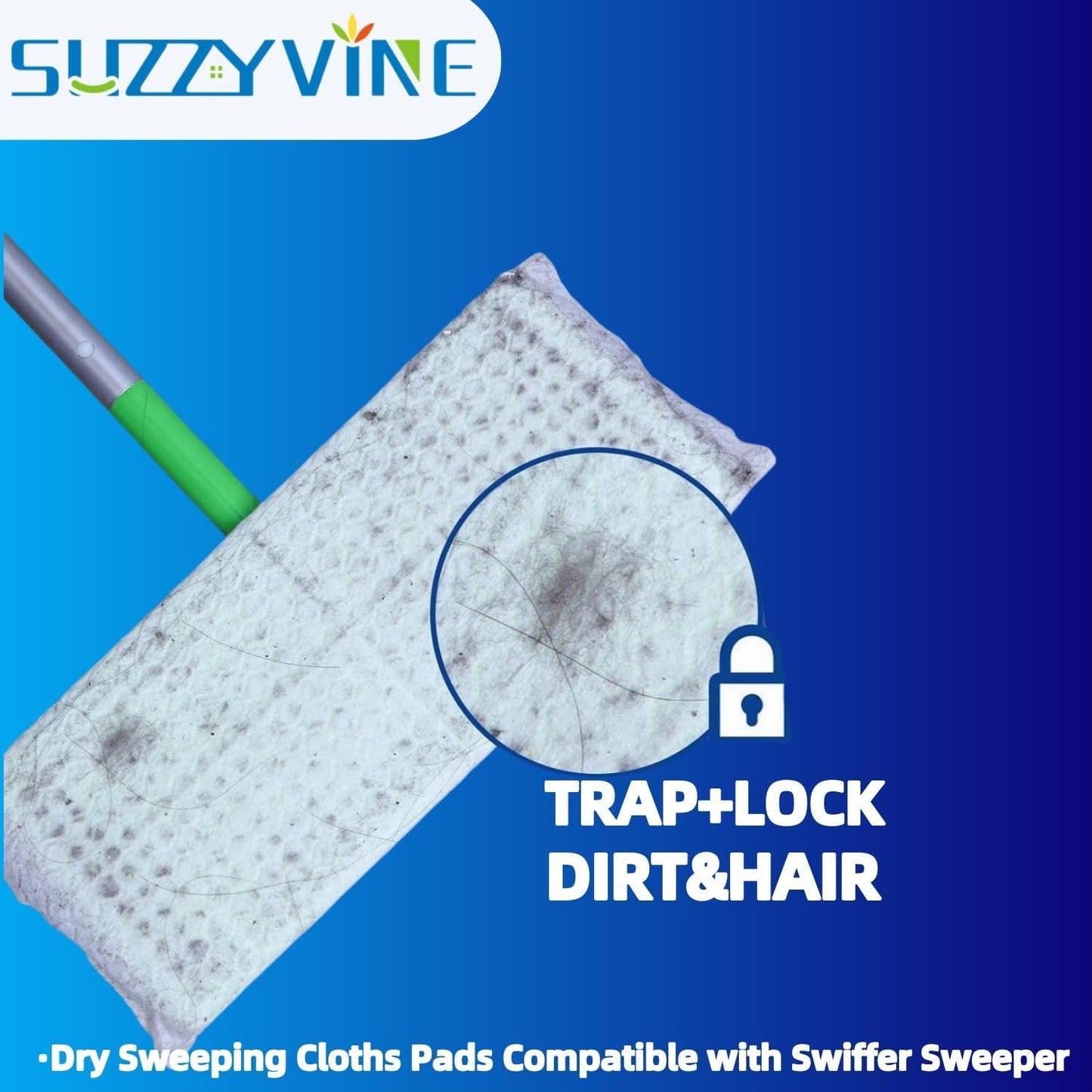SUZZYVINE Dry Sweeping Cloths Mop Refills Disposable Floor Cleaning Wipes Compatible with Swiffer