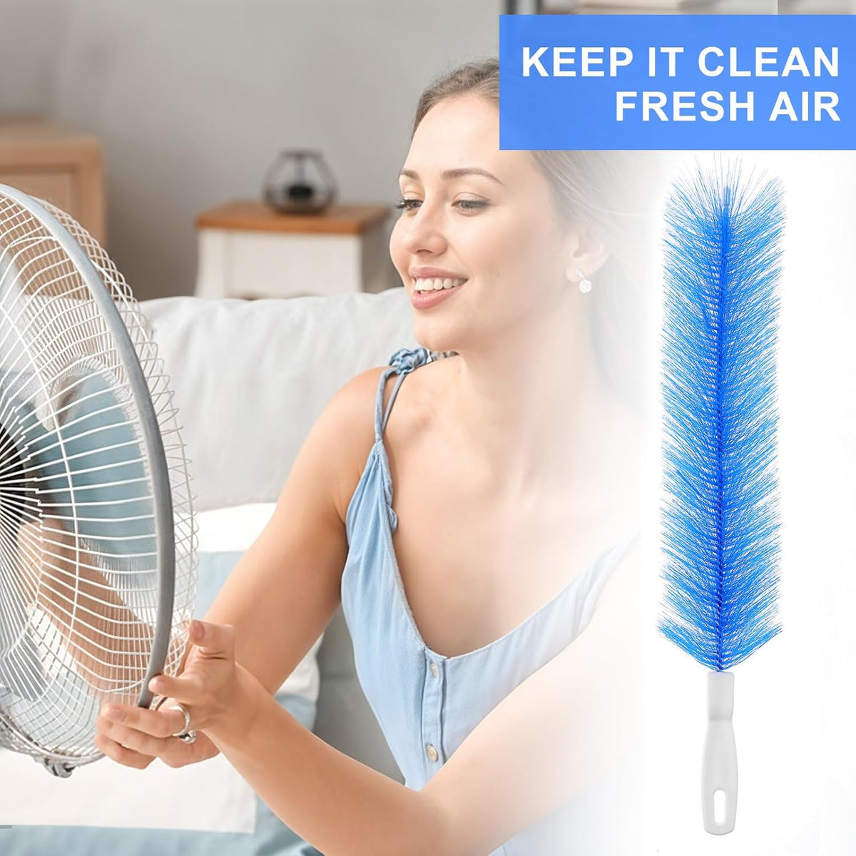 2 Pcs Fan Cleaner Brushes, Bendable Fan Cleaning Brush Cobweb Duster Set Microfiber Head Washable