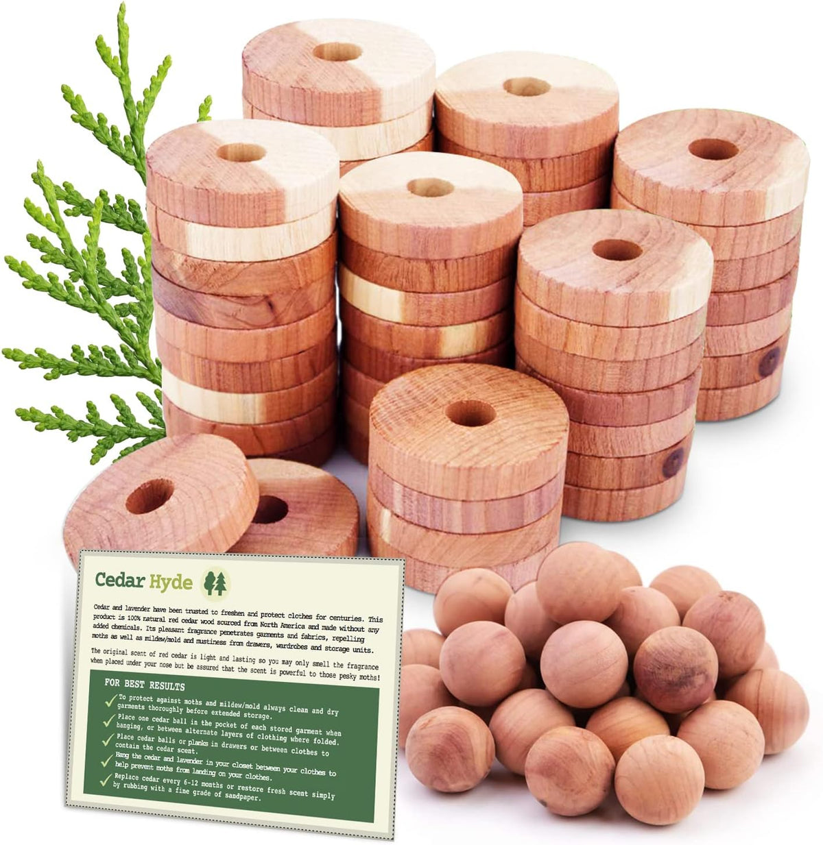 Cedar Blocks for Clothes Storage | Cedar Balls & Rings | Dresser Drawer Freshener Odor Eliminator |