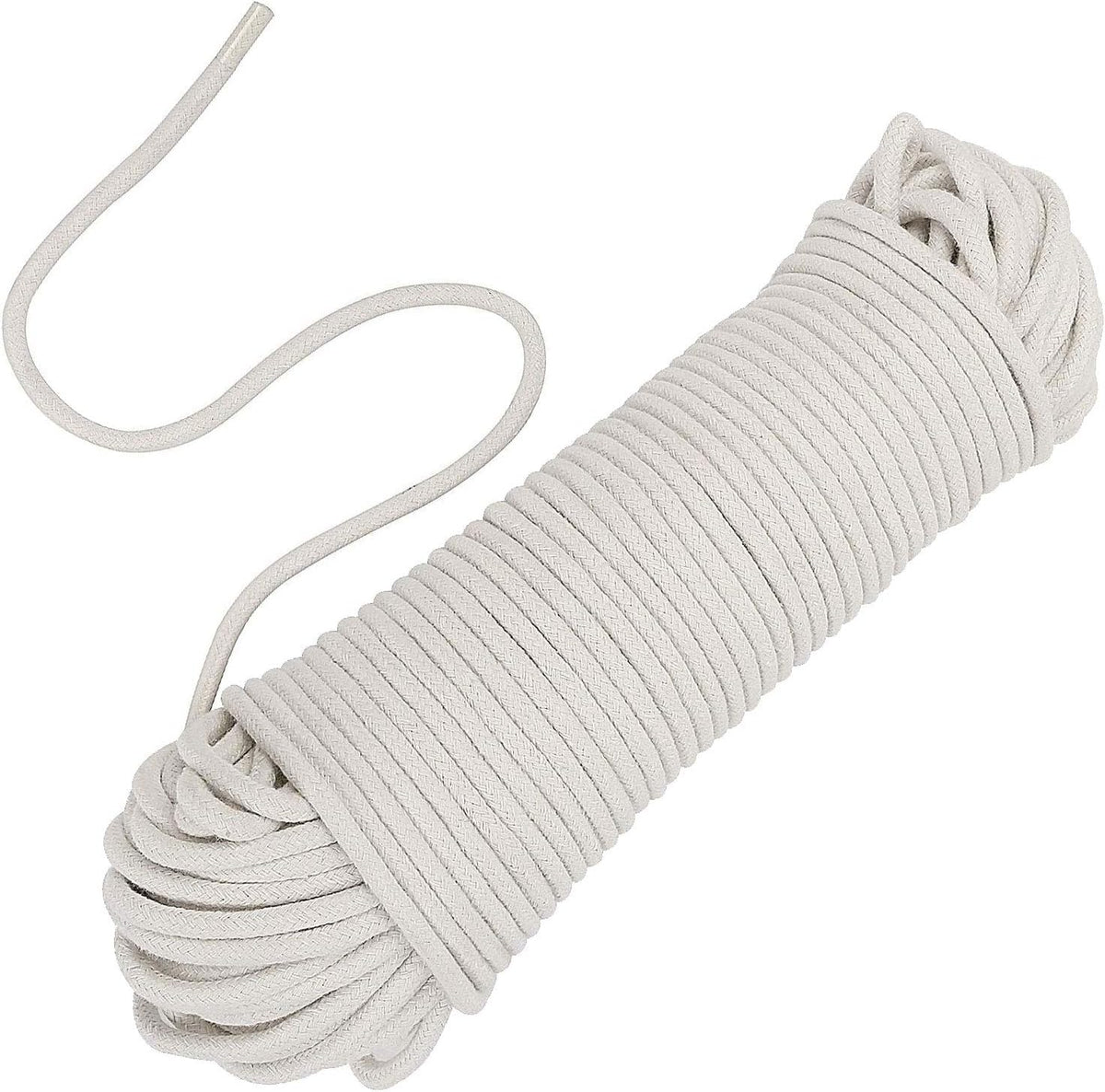 ZOENHOU 164 ft 1/4 in Natural Cotton Rope - White Solid Clothesline Rope for Laundry Line, DIY
