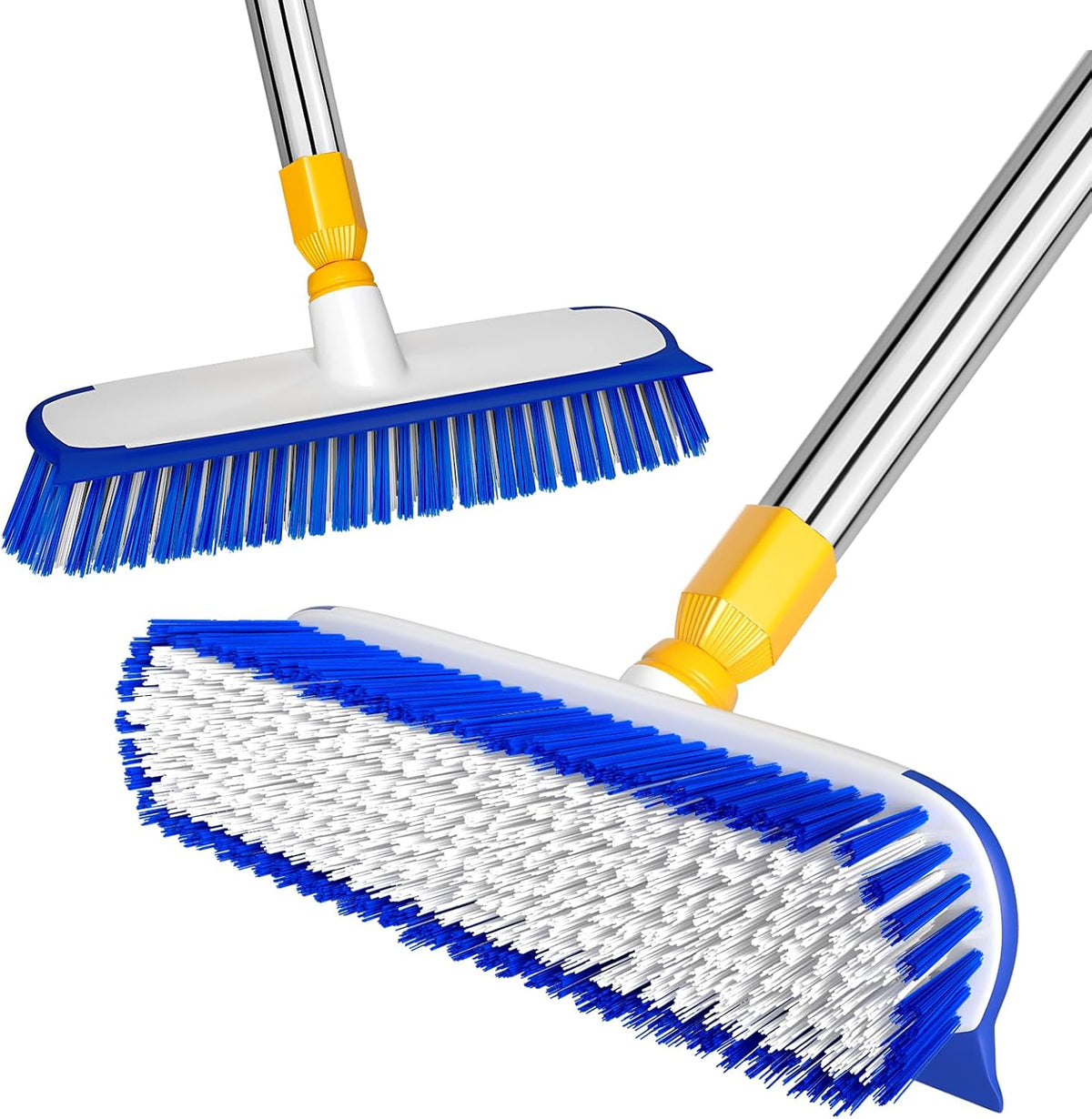 ITTAR 12" Wide Floor Scrub Brush with Long Handle, 2-in-1 Deck Cleaning Brush with 55" Extendable