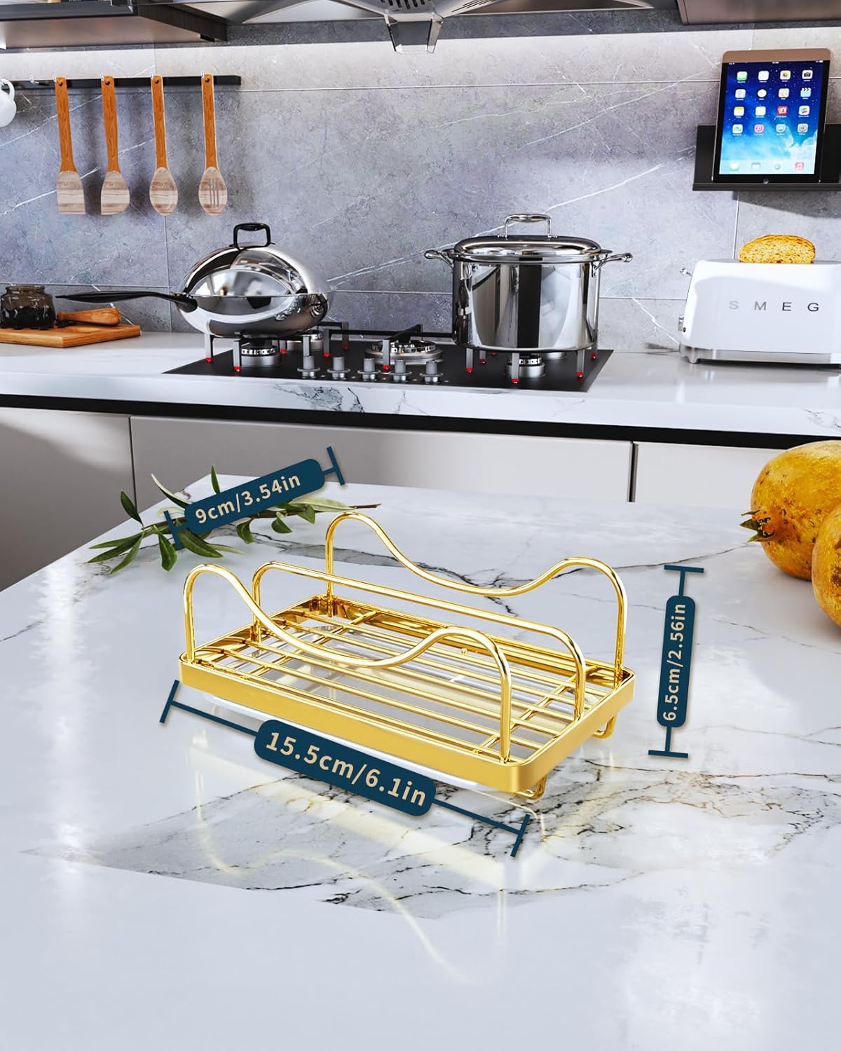 Consumest Sponge Holder for Kitchen Sink - Movable Sink Caddy for Countertop Organizer, 304