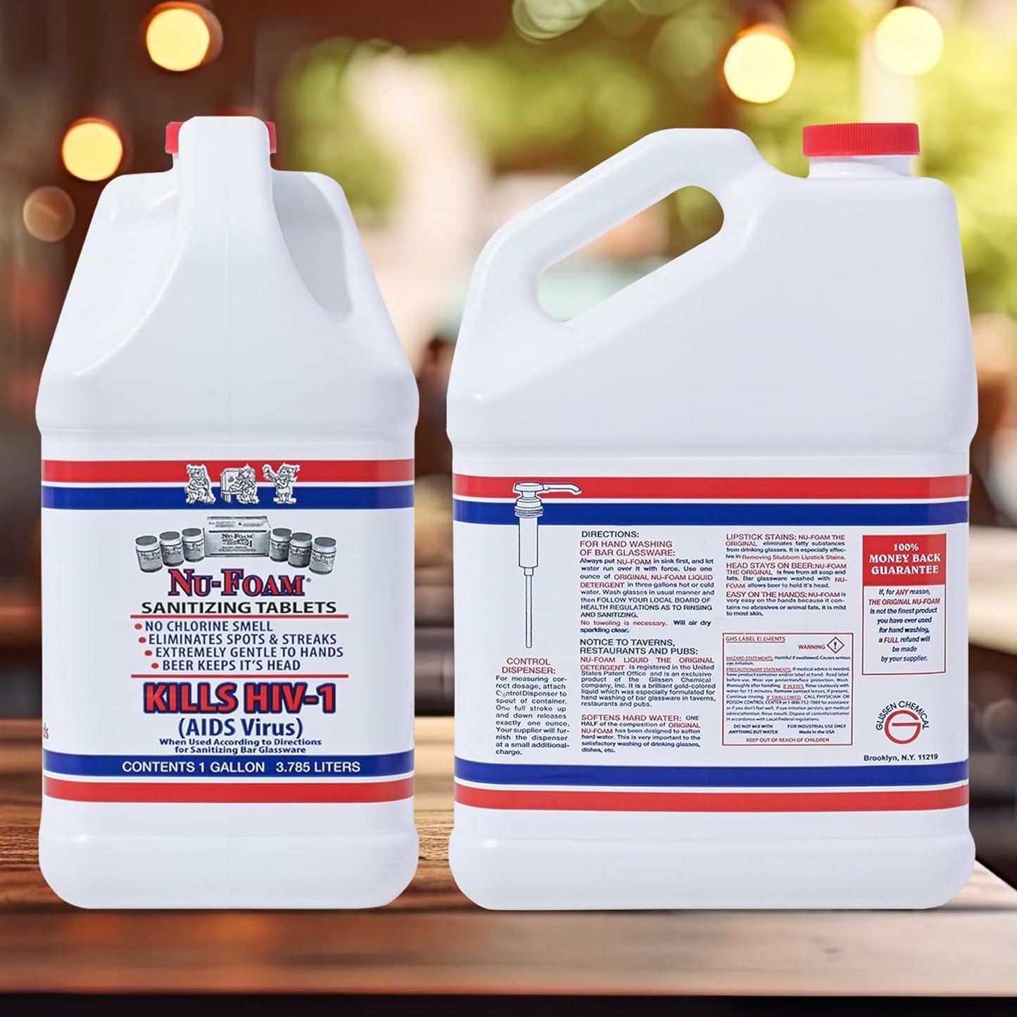 Nu-Foam Liquid Detergent for Bar Glassware – Original Streak-Free Solution - Hand Washing Bar