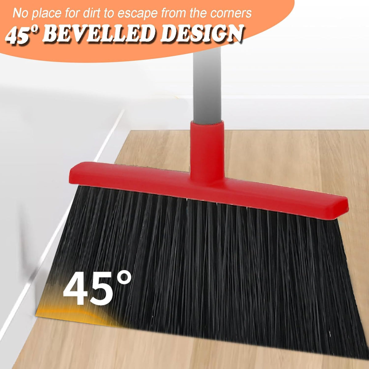 Heavy-Duty Adjustable Angle Broom with 56" Steel Handle - Ideal for Home, Garage, Kitchen