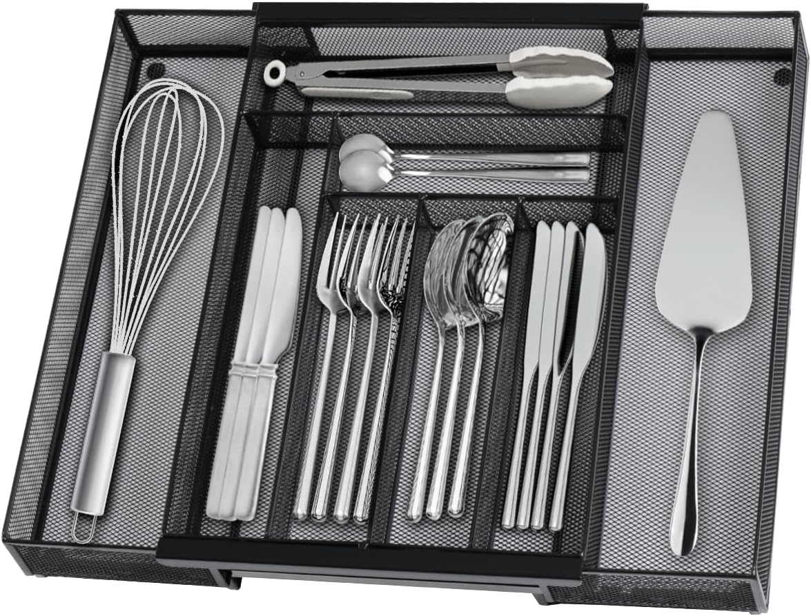 Silverware Organizer Metal Mesh, Large Drawer Organizer, Utensil Cutlery Tray for kitchen drawers