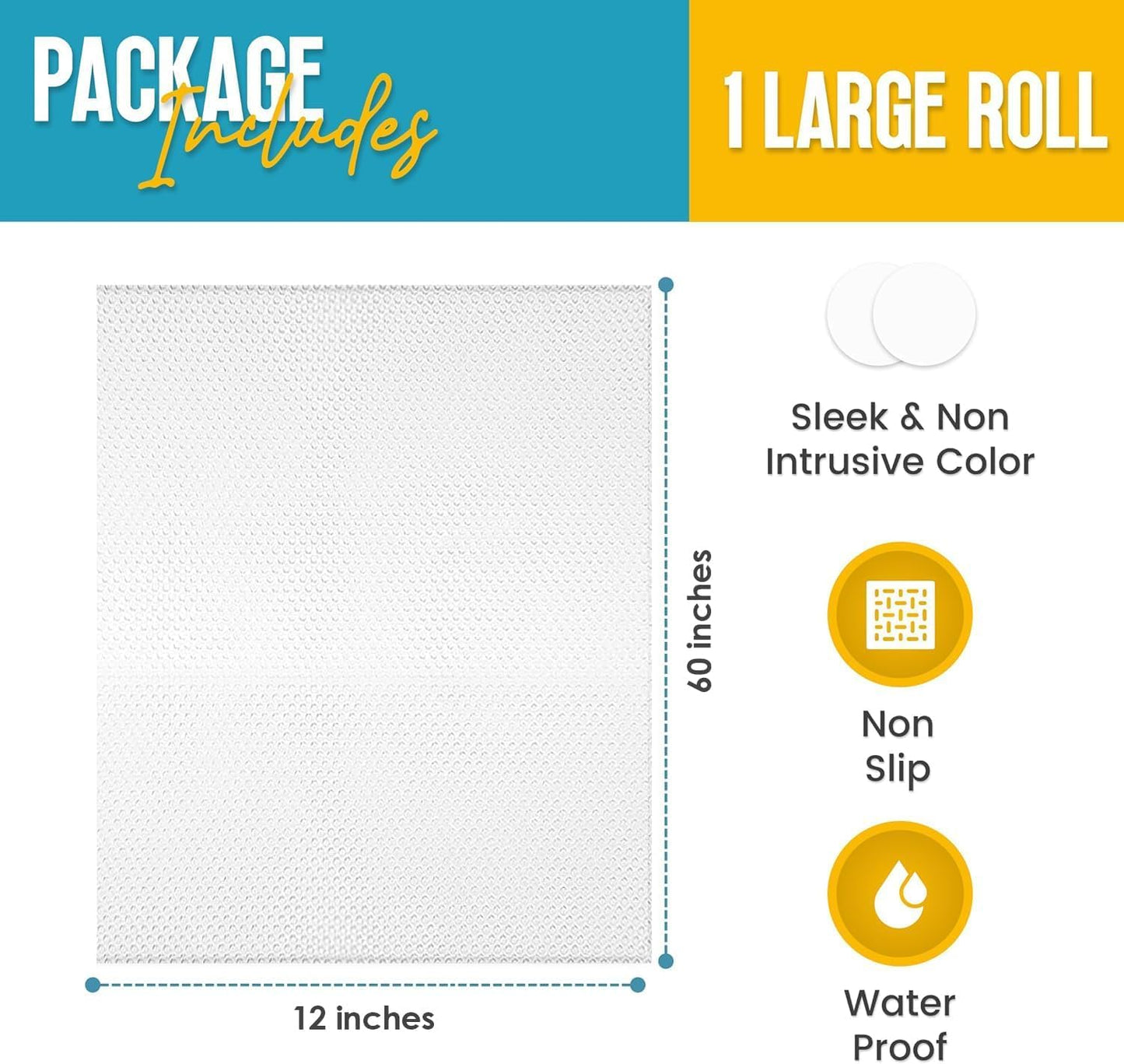 Shelf Liner Drawer Liner for Kitchen Cabinets Non-Adhesive by Linda’s Essentials (12 x 60 Inches)