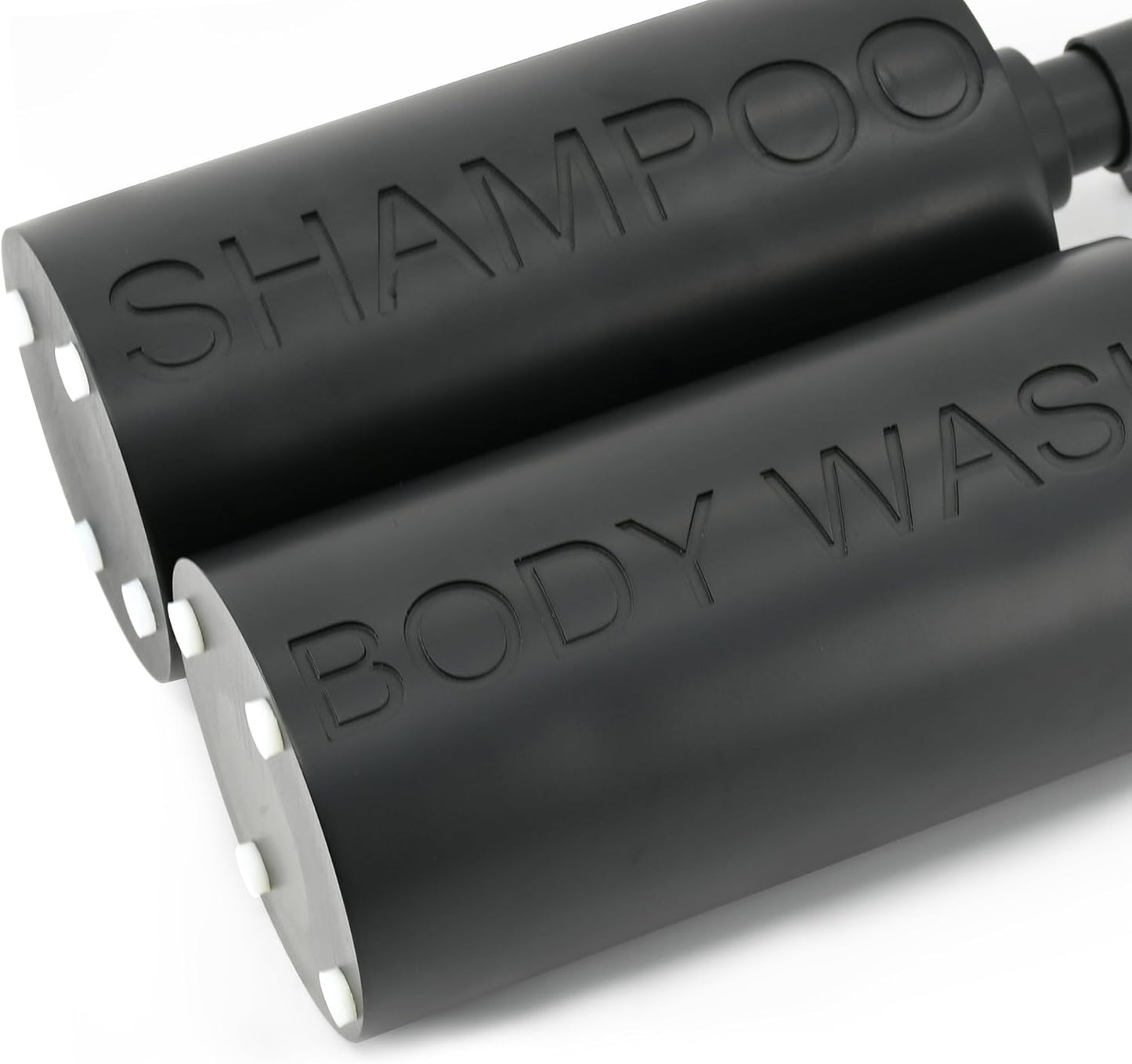 Matte Black Resin 2 Piece Shampoo and Body Wash Dispenser Set, Luxurious Refillable Pump Bottles