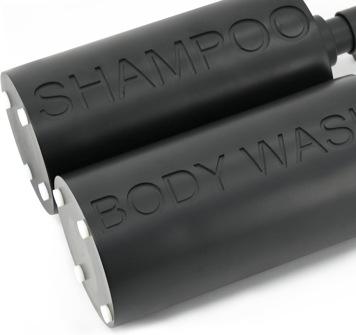 Matte Black Resin 2 Piece Shampoo and Body Wash Dispenser Set, Luxurious Refillable Pump Bottles