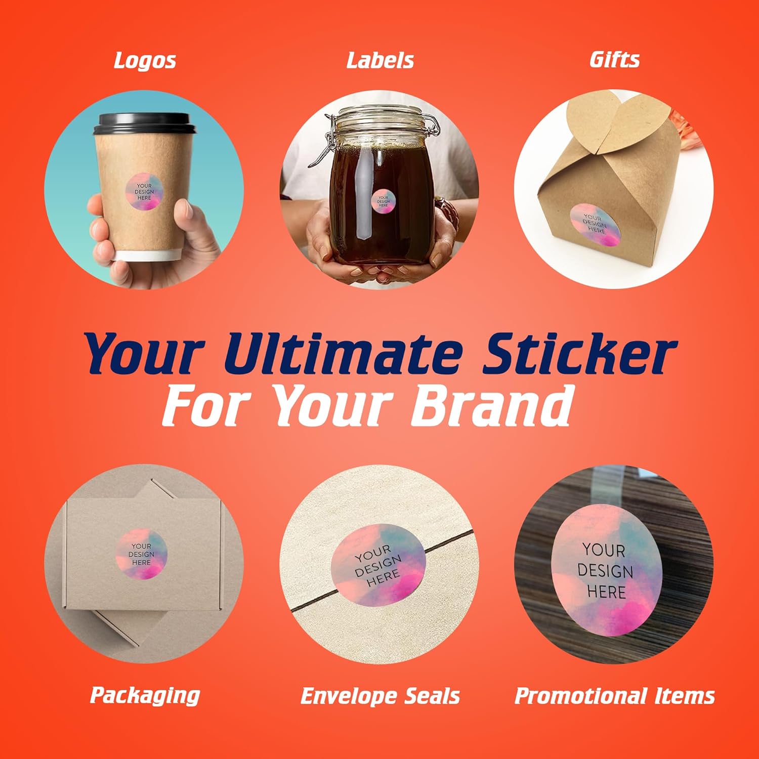 100 Custom Vinyl Stickers - Upload Your own Image, Text, Design, Logo - Personalized Logo Labels