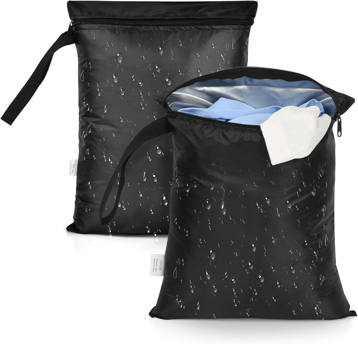 OTraki 2PCS Small Wet Bag for Swimsuit 12x14 Inch Wet Clothes Bag with Handle & Zippered Reusable