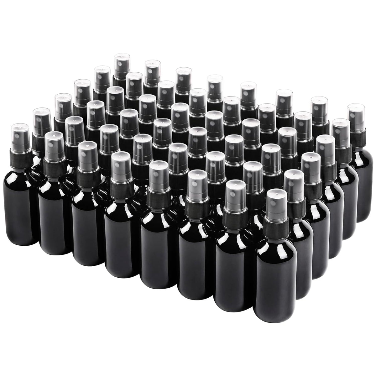 Black Glass Small Spray Bottle 2 oz 48 Packs,Fine Mist Sprayer Small Clear Bottles,Refillable