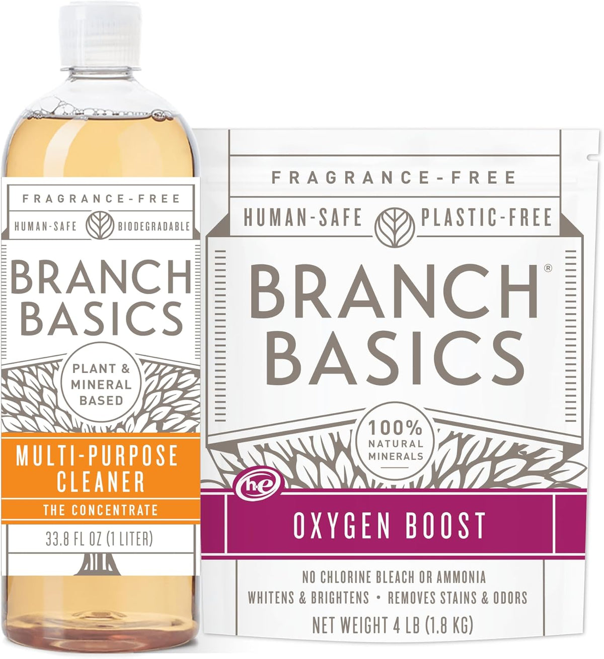 Branch Basics Concentrate + Oxygen Boost REFILL: Stain Remover and All Purpose Cleaner Duo |