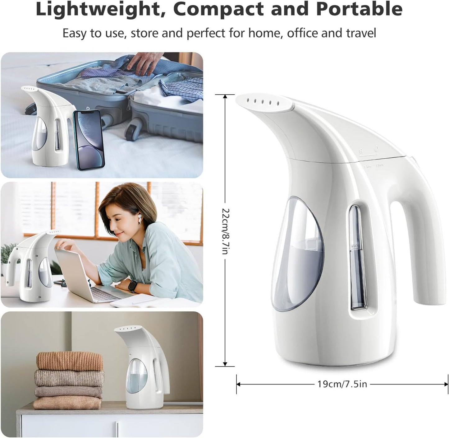 HiLIFE Steamer for Clothes, Portable Handheld Design, 240ml Big Capacity, 700W, Strong Penetrating