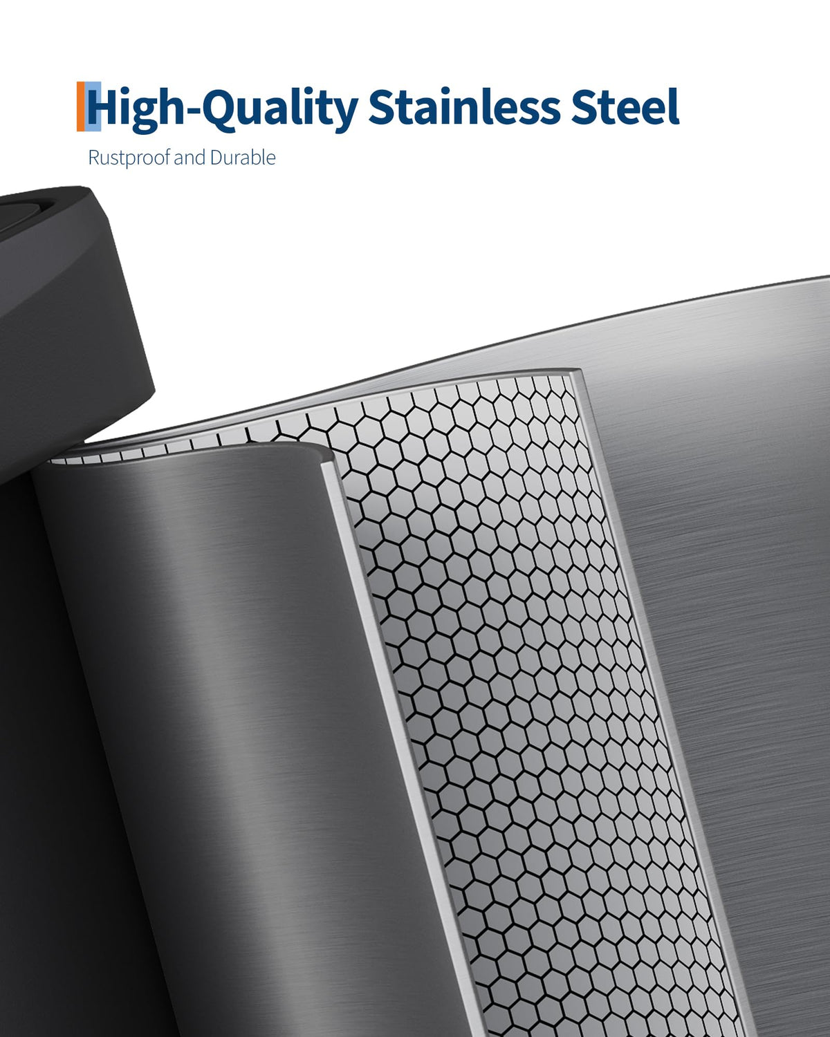 Garvee 16 gal / 60 L Stainless Steel Trash Can with Lid, Large Garbage Can for Kitchen, Rustproof