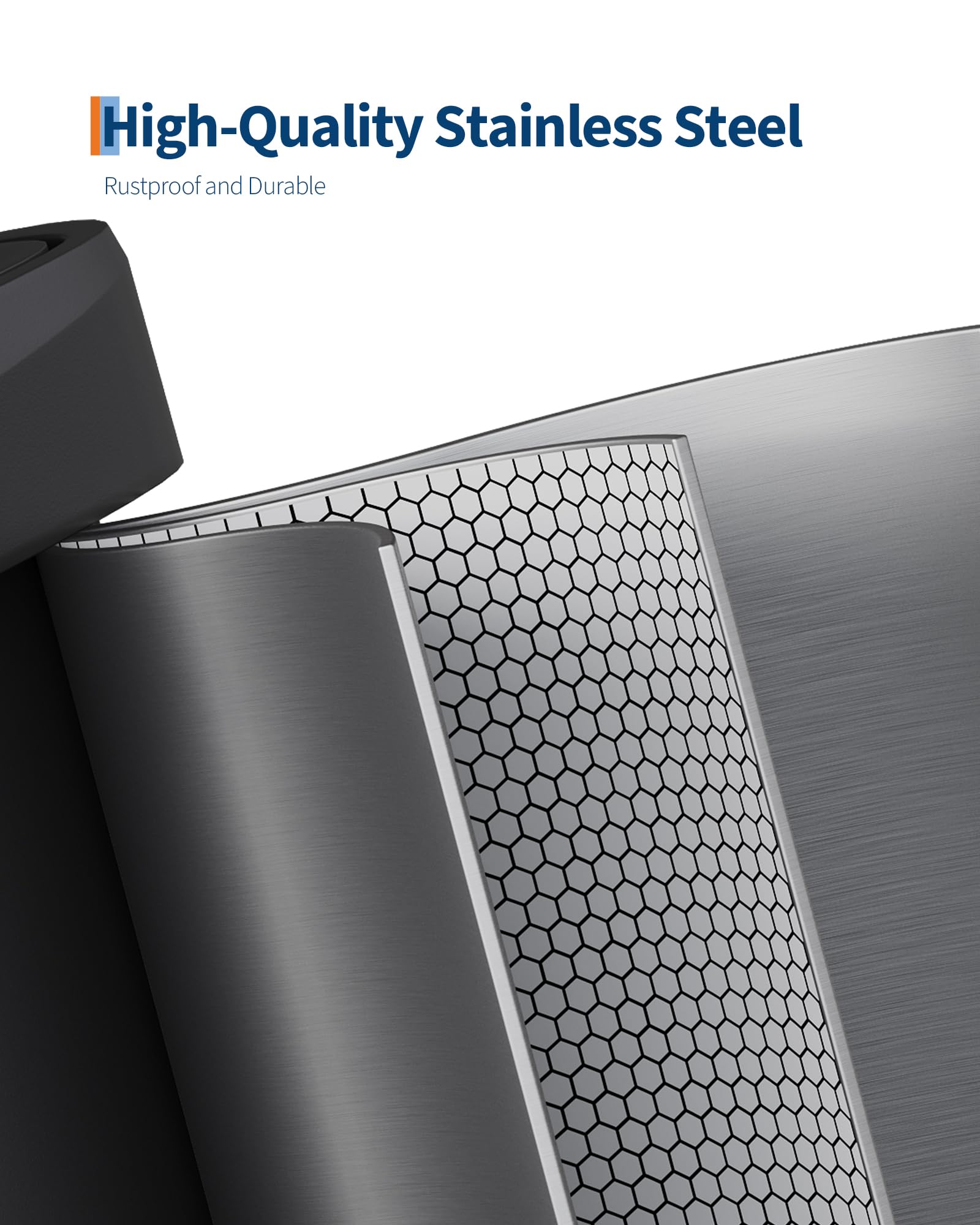 Garvee 16 gal / 60 L Stainless Steel Trash Can with Lid, Large Garbage Can for Kitchen, Rustproof