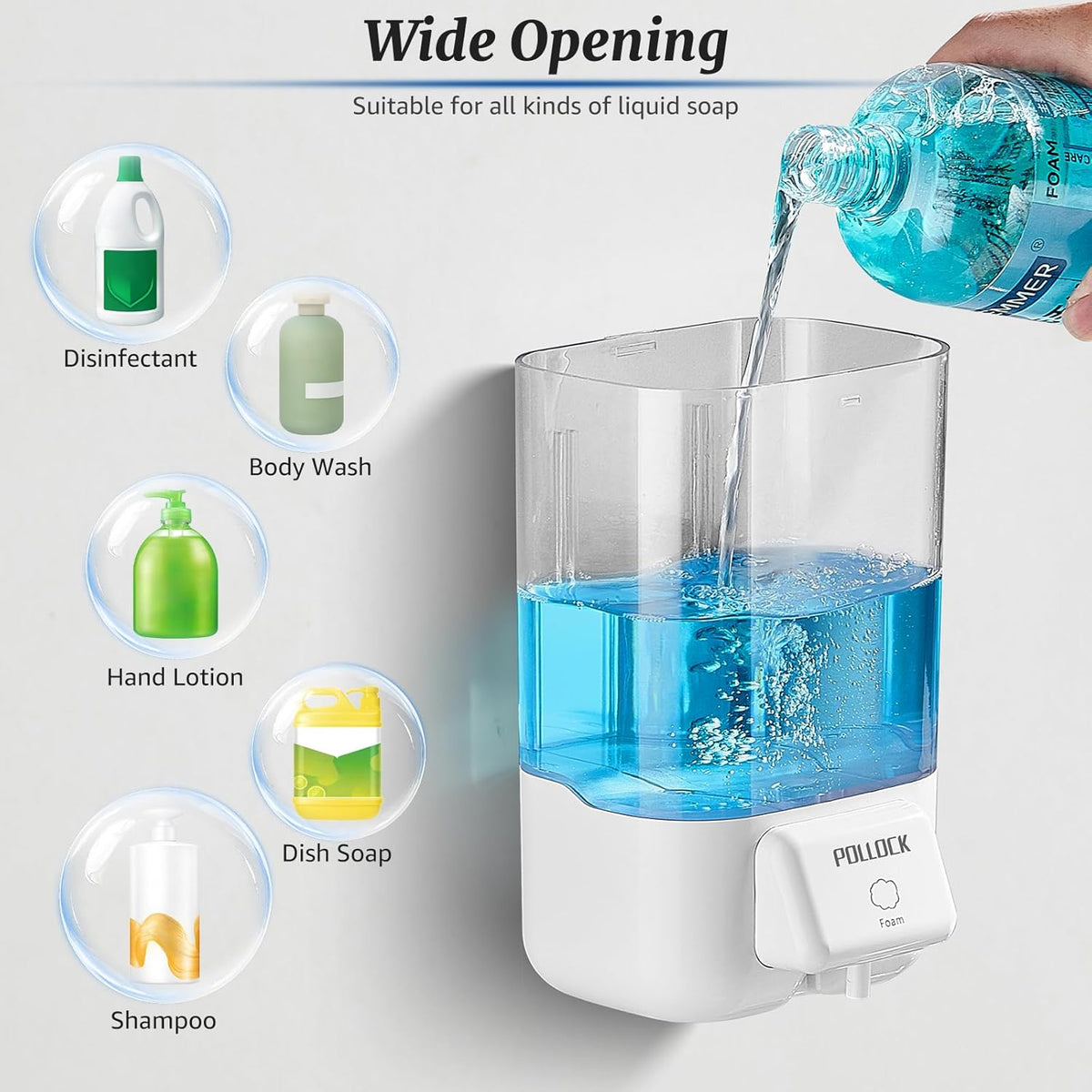 Foaming Hand Soap Dispenser Wall Mounted,Hand Sanitizer Dispenser,Lotion Detergent Dispenser,Dish