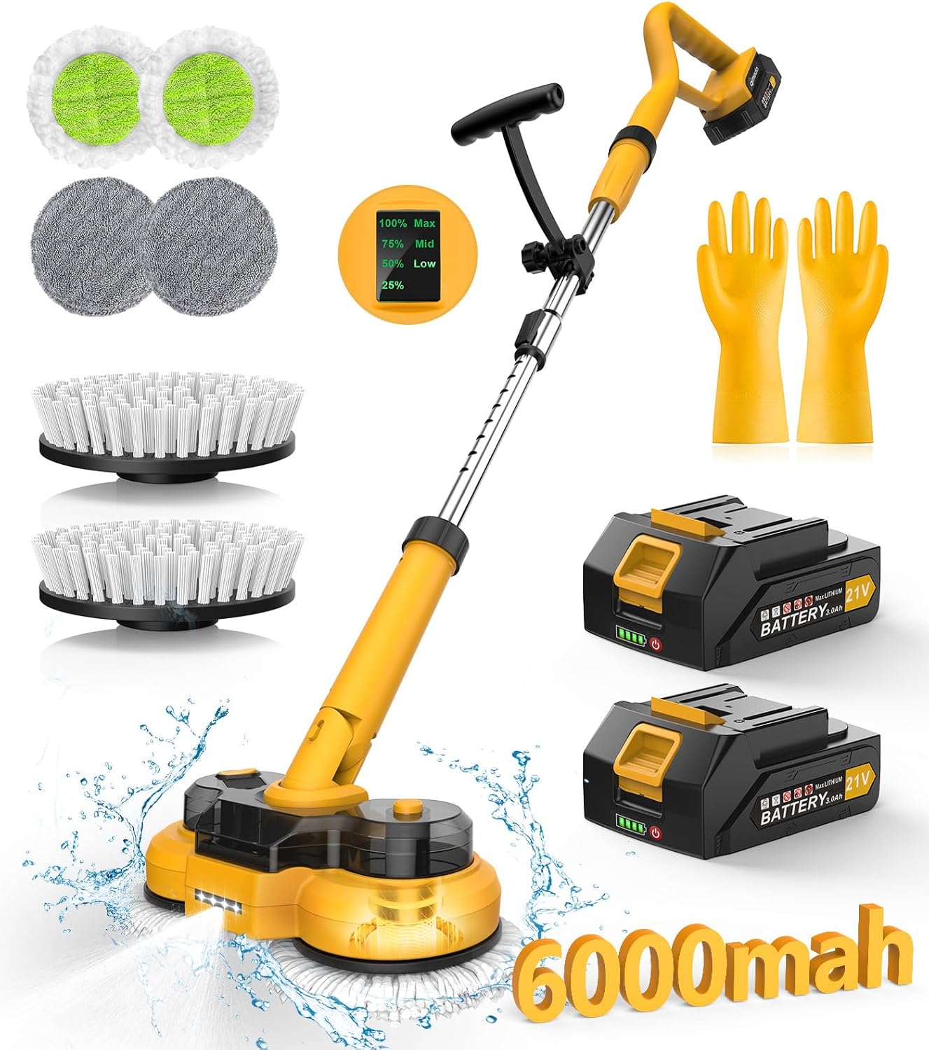 qimedo 6000mAh Battery Electric Mop M1, 800RPM Cordless Electric Power Scrubber & Mops for Floor