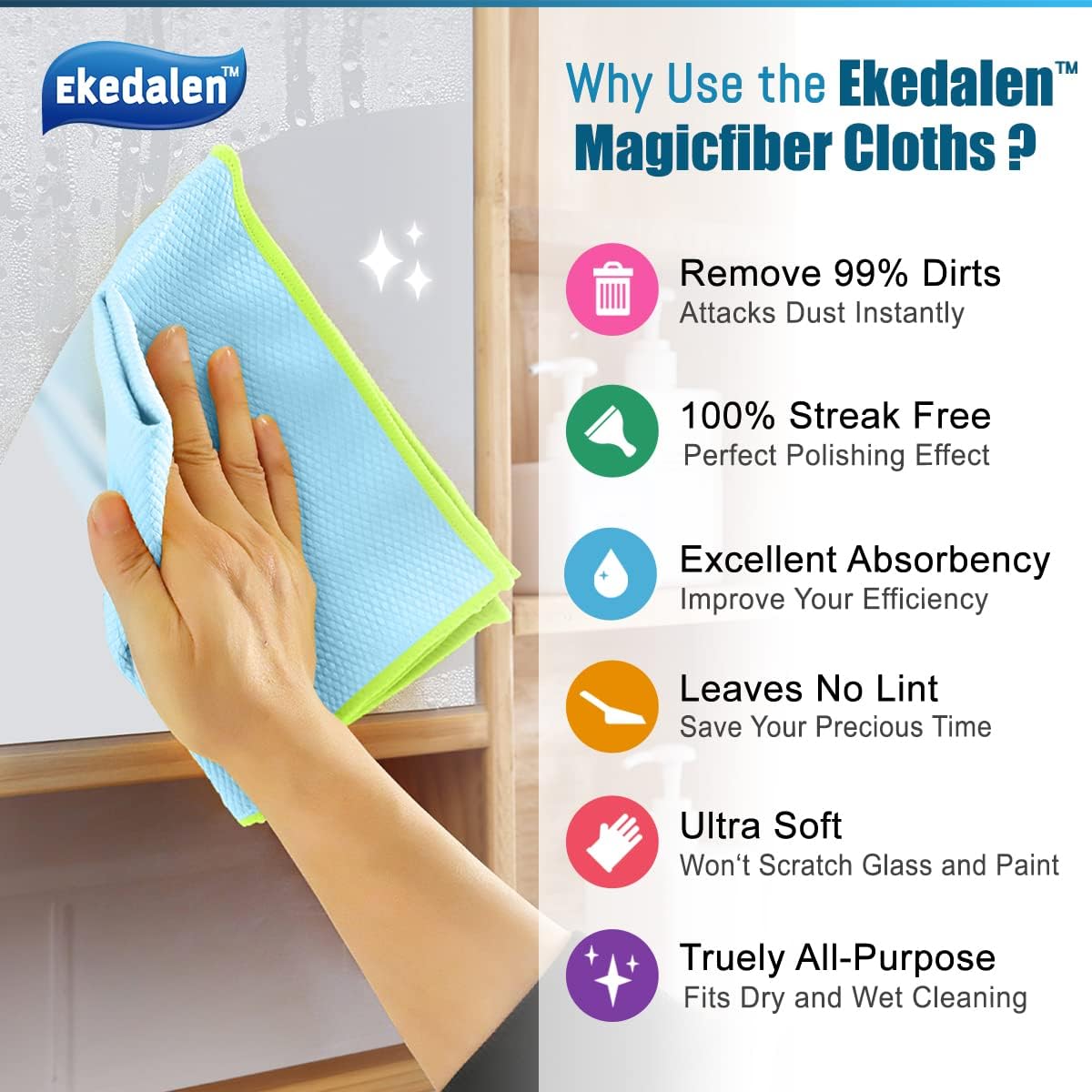Microfiber Cleaning Cloth Lint Free Glass Cleaner Window Polishing Streak Free Miracle Easy Clean