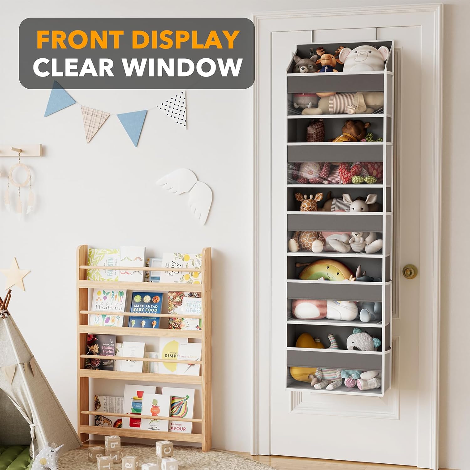 SpaceAid 1 Pack Over The Door Organizer with 5 Large Pockets and 10 Mesh Side Pockets, 5 Layers