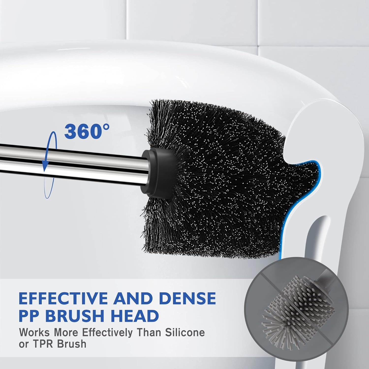 Toilet Brush and Holder, 2 Pack Toilet Brush Stainless Steel, Toilet Bowl Brush for Bathroom