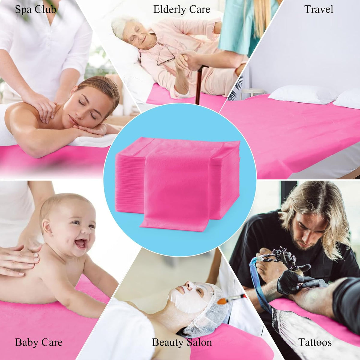 200Pcs Disposable Massage Table Sheets 31.5" x 71" Non-Woven Fabric Bed Covers for Ultimate Hygiene