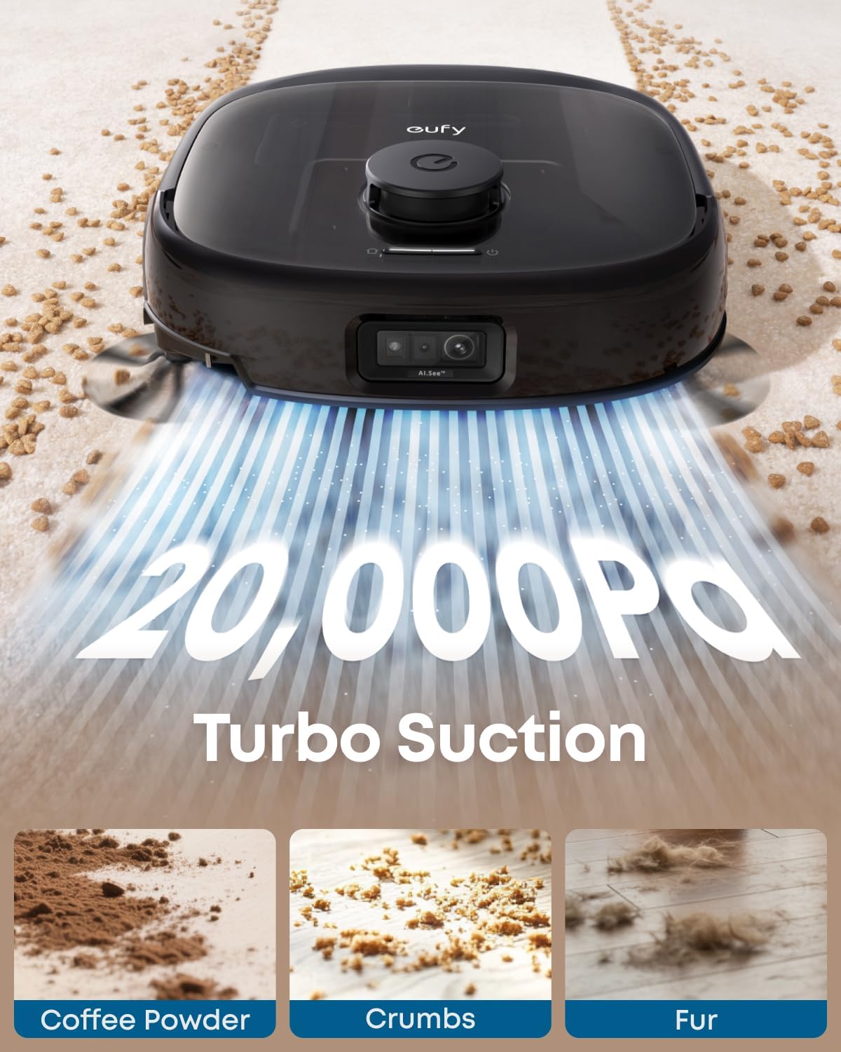 eufy Robot Vacuum E28, Portable Deep Cleaner for Carpet, HydroJet System with Roller Mop