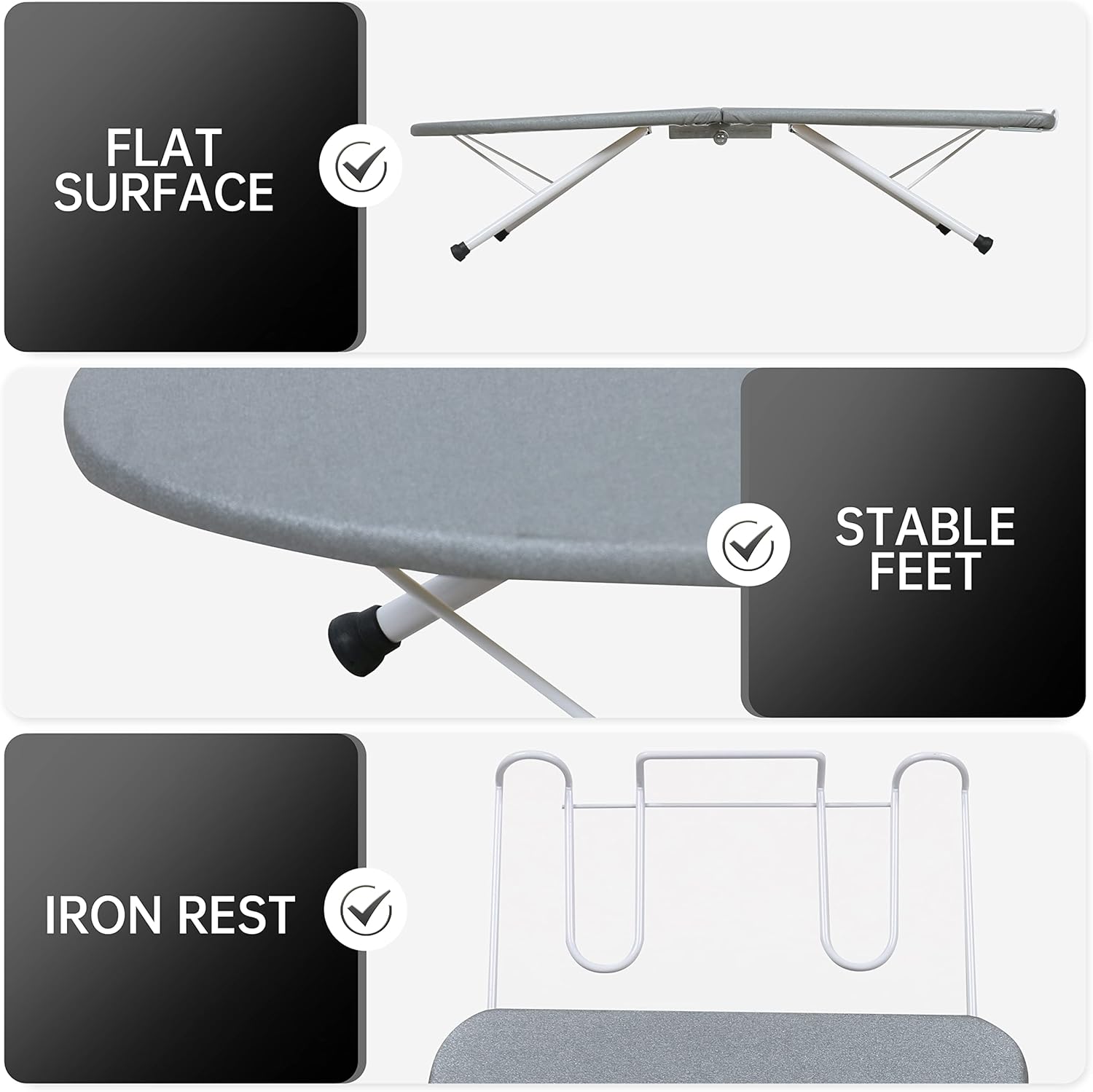 Tabletop Ironing Board,Portable Iron Board with Iron Rest, Foldable Small Ironing Board with Heat