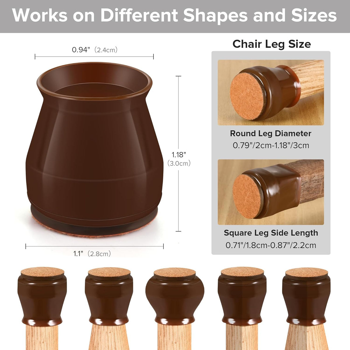 24PCS Upgraded Silicone Chair Leg Floor Protectors for Hardwood Floors, Furniture Sliders for Chair