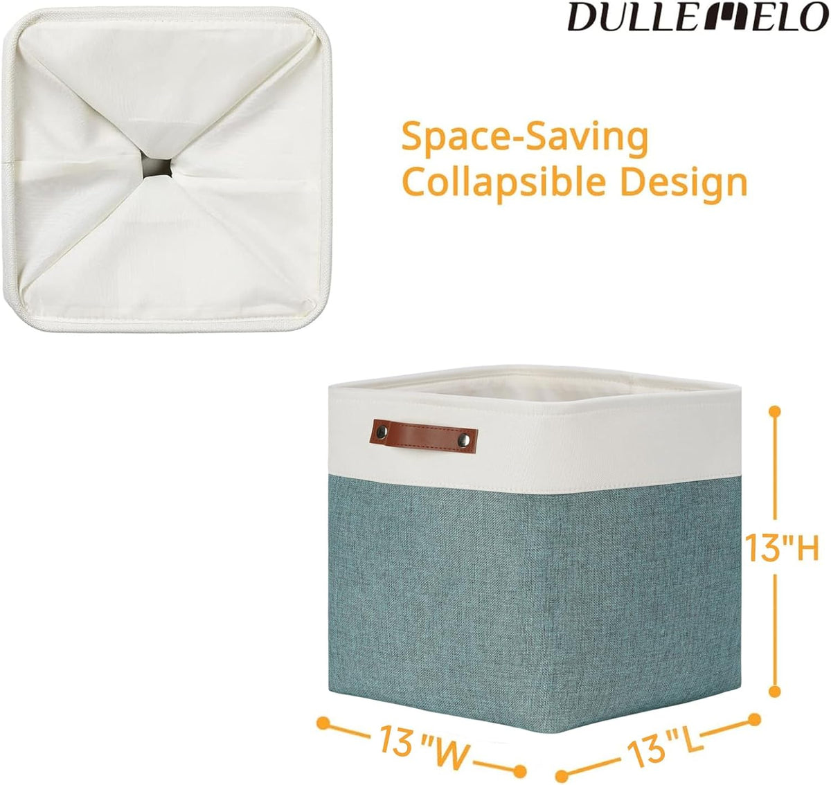 DULLEMELO Storage Bins, 4 Pack Of 13x13x13 Decorative Storage Cube Bins Suit Office, Home, Shelves