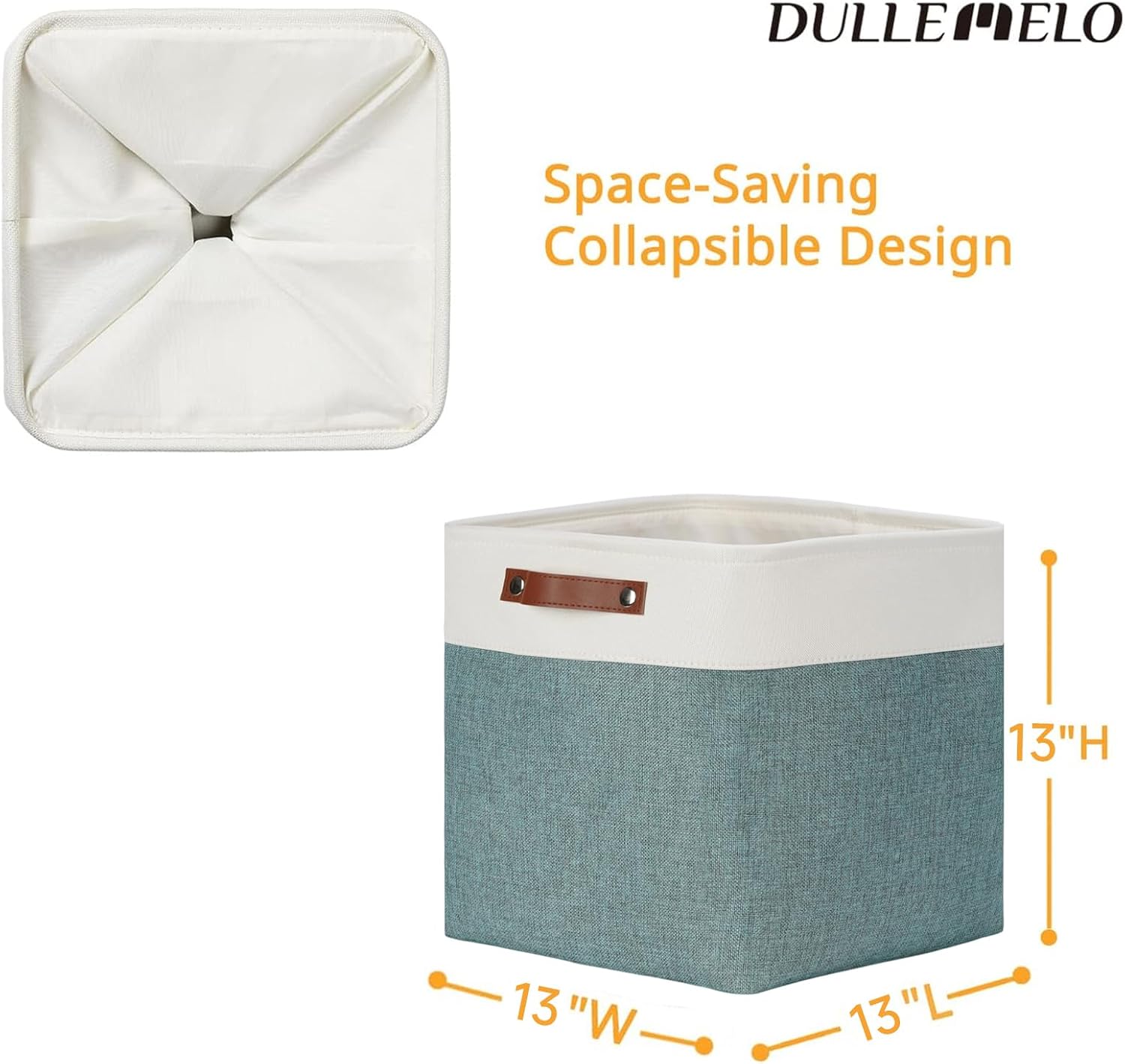 DULLEMELO Storage Bins, 4 Pack Of 13x13x13 Decorative Storage Cube Bins Suit Office, Home, Shelves