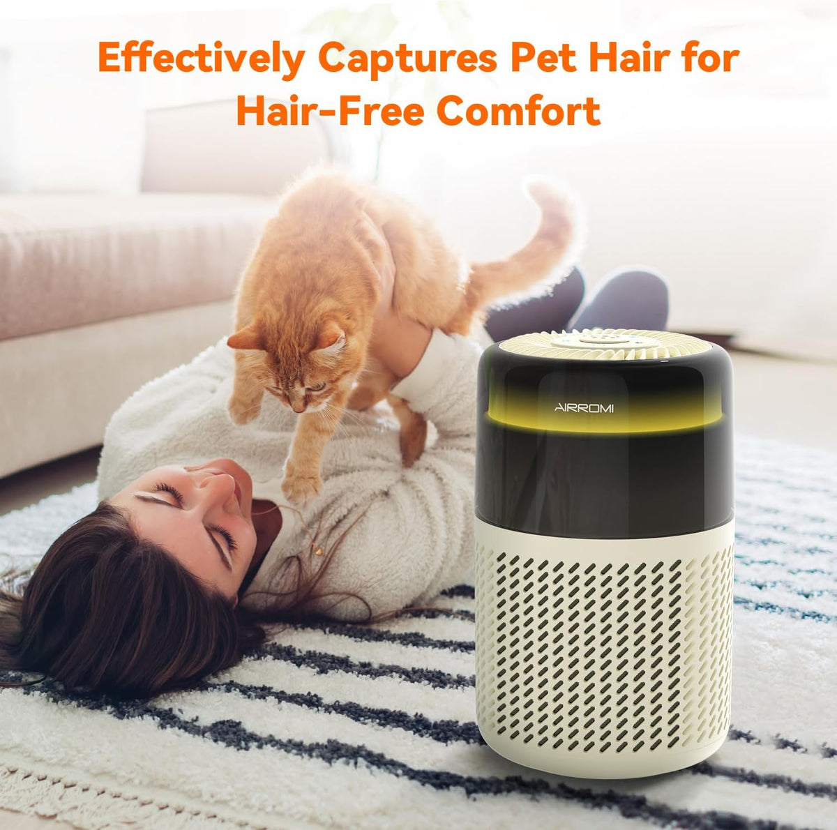 AIRROMI Air Purifier for Bedroom Home,HEPA Filter,Covers Upto 549 Ft²,Quiet 360°intake Air Cleaner