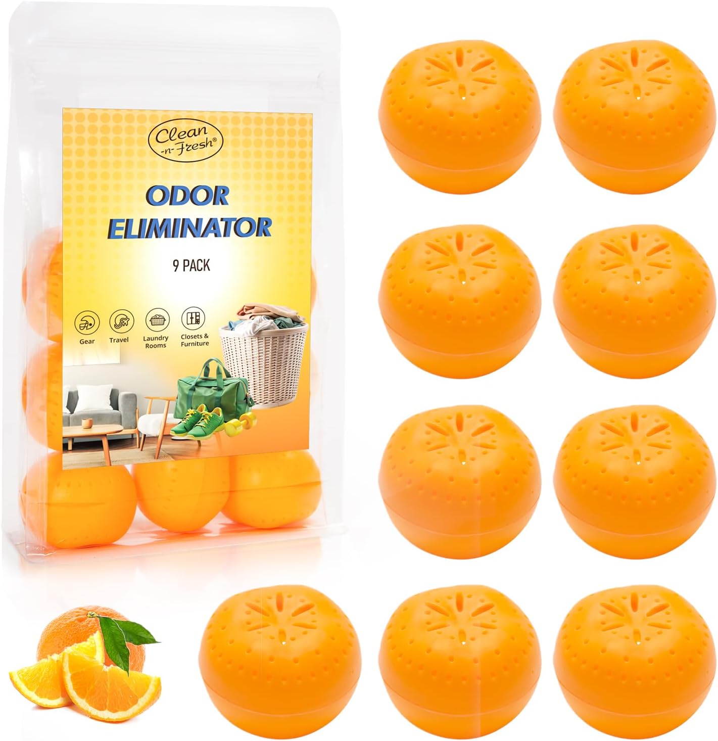 9 Pack Baking Soda Deodorizers, Shoe Deodorizer Balls, Air Freshener for Home, Odor Eliminator for