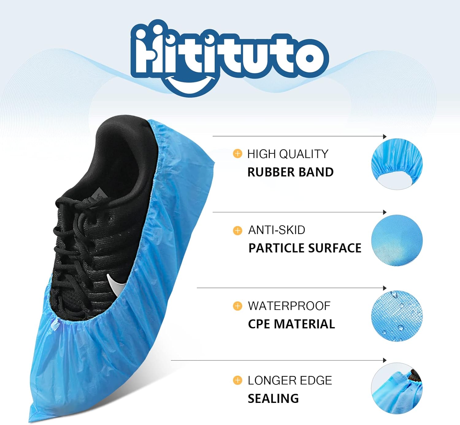 Hitituto Shoe Covers Disposable Non-slip for Indoors -200 Pieces (100 Pairs) Waterproof Premium CPE