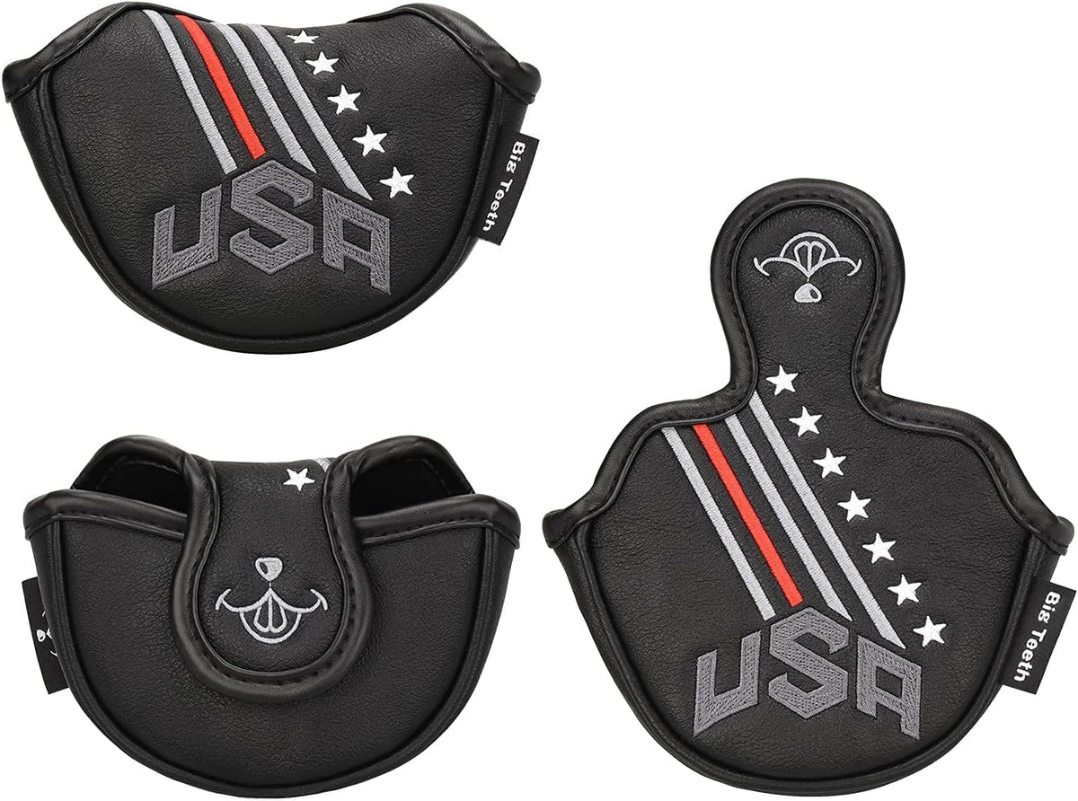BIG TEETH Putter Cover Mallet Putter Cover Half Mallet Small Golf Headcover, Mini Club Head