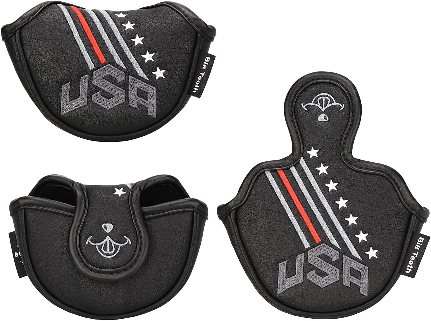 BIG TEETH Putter Cover Mallet Putter Cover Half Mallet Small Golf Headcover, Mini Club Head