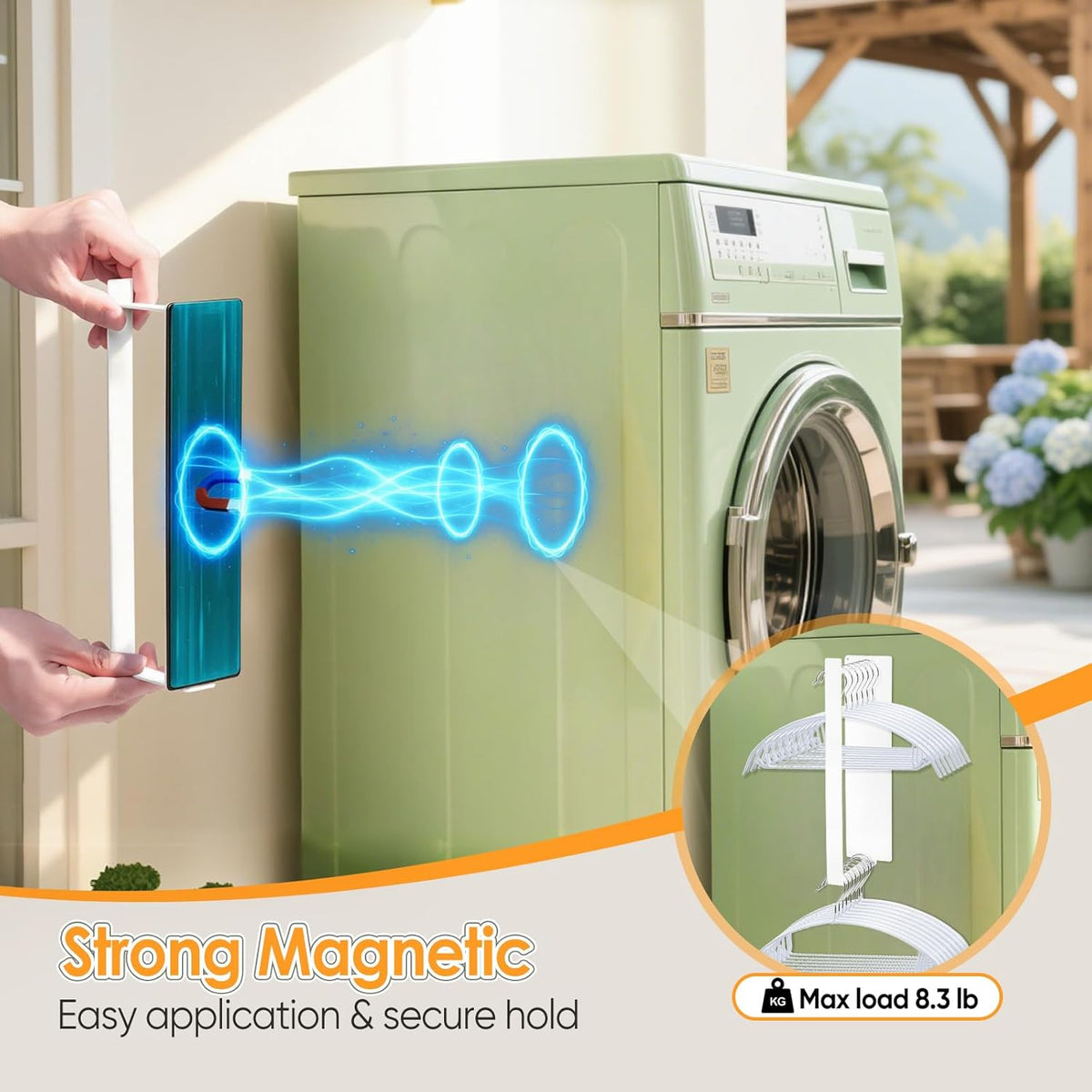 Magnetic Hanger Organizer, Strong Magnetic Hanger Holder for Washing Machine Dryer, Laundry Room